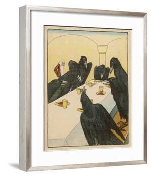The Seven Ravens (Seven Brothers Transformed by a Wicked Spell) Sit at the Dinner Table-Willy Planck-Framed Giclee Print
