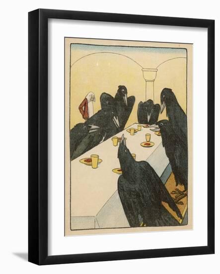 The Seven Ravens (Seven Brothers Transformed by a Wicked Spell) Sit at the Dinner Table-Willy Planck-Framed Art Print