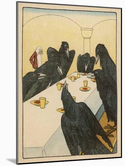 The Seven Ravens (Seven Brothers Transformed by a Wicked Spell) Sit at the Dinner Table-Willy Planck-Mounted Art Print