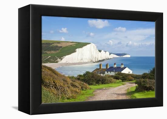 The Seven Sisters Chalk Cliffs and Coastguard Cottages-Neale Clark-Framed Premier Image Canvas