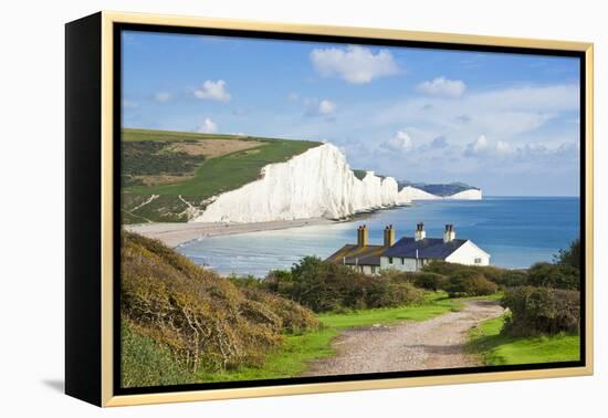 The Seven Sisters Chalk Cliffs and Coastguard Cottages-Neale Clark-Framed Premier Image Canvas