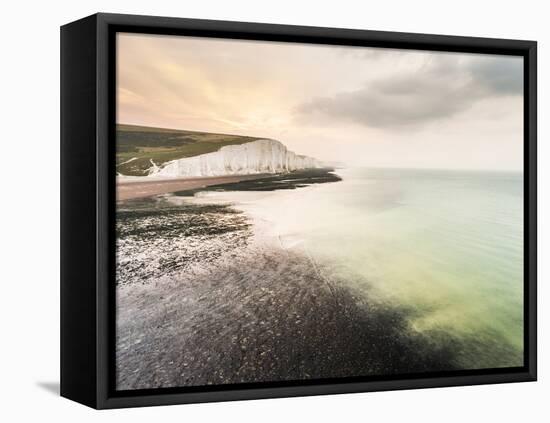 The Seven Sisters chalk cliffs, South Downs National Park, East Sussex, England, United Kingdom-Matthew Williams-Ellis-Framed Premier Image Canvas