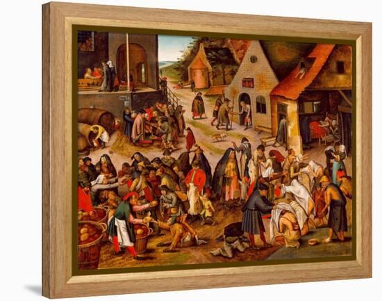 The Seven Works of Mercy, Between 1616 and 1638-Pieter Brueghel the Younger-Framed Premier Image Canvas