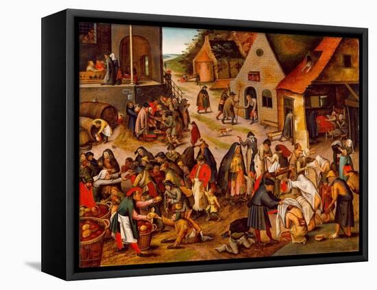 The Seven Works of Mercy, Between 1616 and 1638-Pieter Brueghel the Younger-Framed Premier Image Canvas