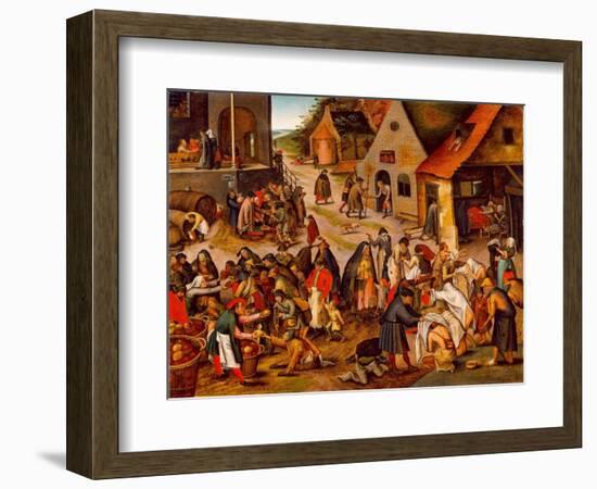 The Seven Works of Mercy, Between 1616 and 1638-Pieter Brueghel the Younger-Framed Premium Giclee Print