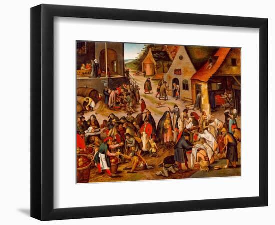 The Seven Works of Mercy, Between 1616 and 1638-Pieter Brueghel the Younger-Framed Premium Giclee Print