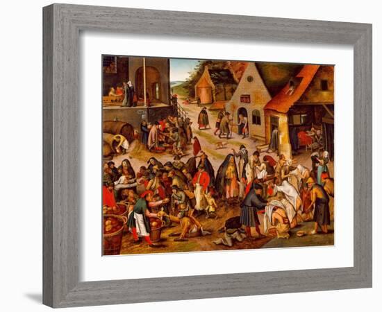 The Seven Works of Mercy, Between 1616 and 1638-Pieter Brueghel the Younger-Framed Giclee Print