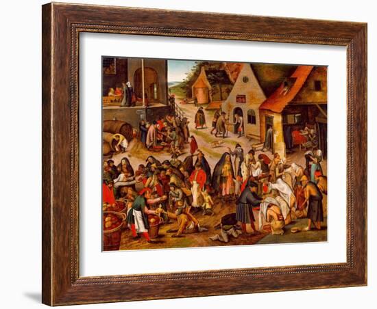 The Seven Works of Mercy, Between 1616 and 1638-Pieter Brueghel the Younger-Framed Giclee Print