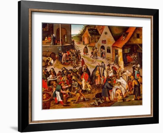 The Seven Works of Mercy, Between 1616 and 1638-Pieter Brueghel the Younger-Framed Giclee Print