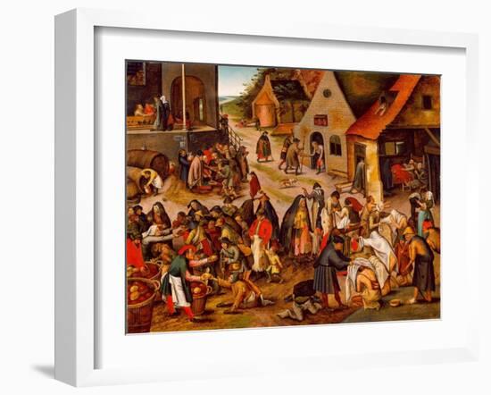 The Seven Works of Mercy, Between 1616 and 1638-Pieter Brueghel the Younger-Framed Giclee Print