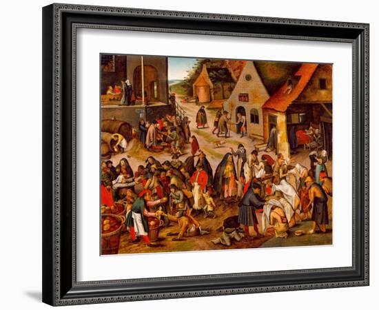 The Seven Works of Mercy, Between 1616 and 1638-Pieter Brueghel the Younger-Framed Giclee Print