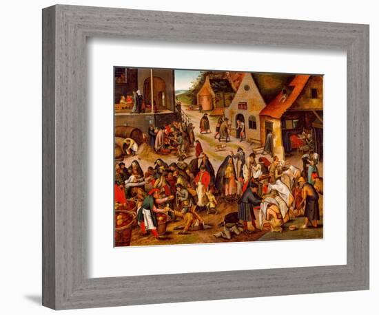 The Seven Works of Mercy, Between 1616 and 1638-Pieter Brueghel the Younger-Framed Giclee Print