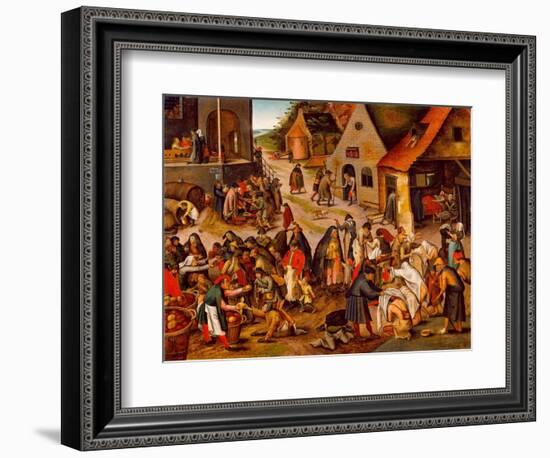 The Seven Works of Mercy, Between 1616 and 1638-Pieter Brueghel the Younger-Framed Giclee Print