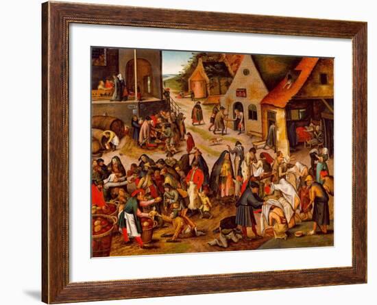 The Seven Works of Mercy, Between 1616 and 1638-Pieter Brueghel the Younger-Framed Giclee Print