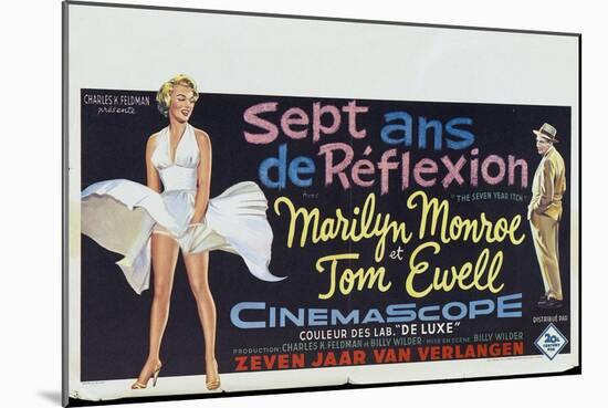 The Seven Year Itch, Belgian Movie Poster, 1955-null-Mounted Art Print