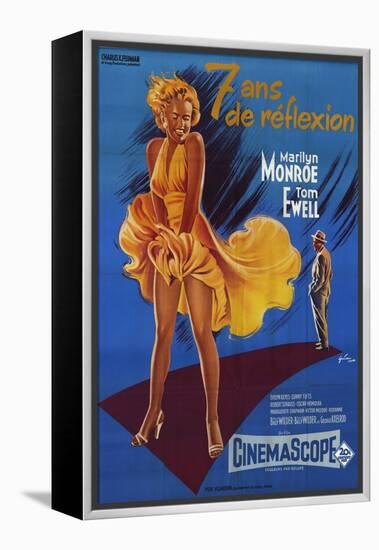 The Seven Year Itch, French Movie Poster, 1955-null-Framed Stretched Canvas