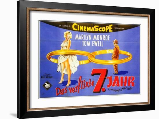 The Seven Year Itch, German Movie Poster, 1955-null-Framed Art Print