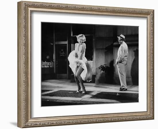 The Seven Year Itch, Marilyn Monroe, Tom Ewell, 1955-null-Framed Premium Photographic Print