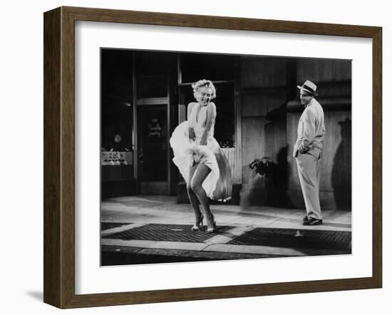 The Seven Year Itch, Marilyn Monroe, Tom Ewell, 1955-null-Framed Premium Photographic Print