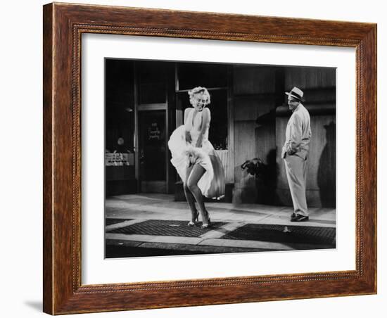 The Seven Year Itch, Marilyn Monroe, Tom Ewell, 1955-null-Framed Premium Photographic Print