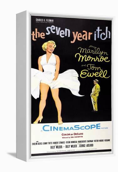 The Seven Year Itch, US Poster Art, Marilyn Monroe, Tom Ewell, 1955-null-Framed Stretched Canvas