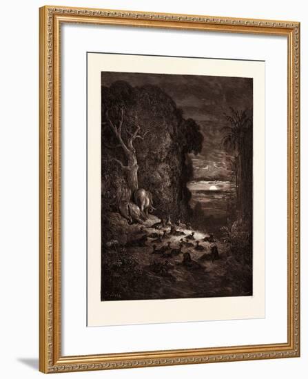 The Seventh Evening in Eden-Gustave Dore-Framed Giclee Print