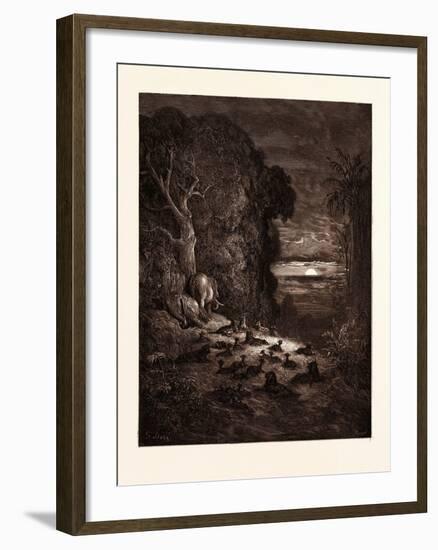 The Seventh Evening in Eden-Gustave Dore-Framed Giclee Print