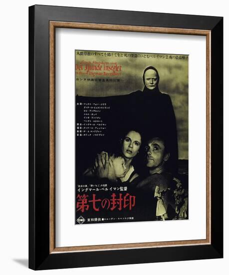 The Seventh Seal, Bengt Ekerot, Bibi Andersson, Nils Poppe on Japanese Poster Art, 1957-null-Framed Premium Giclee Print