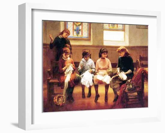 The Sewing Lesson-Constant Mayer-Framed Giclee Print