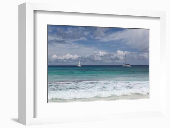 The Seychelles, La Digue, Anse Coco, Two Catamaran Yachtsmen-Catharina Lux-Framed Photographic Print