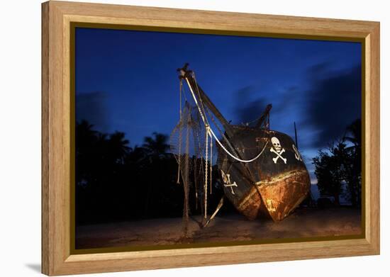 The Seychelles, La Digue, Union Estate, Old Shipyard, Pirate Ship, Evening-Catharina Lux-Framed Premier Image Canvas