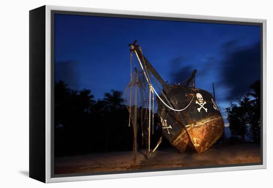 The Seychelles, La Digue, Union Estate, Old Shipyard, Pirate Ship, Evening-Catharina Lux-Framed Premier Image Canvas