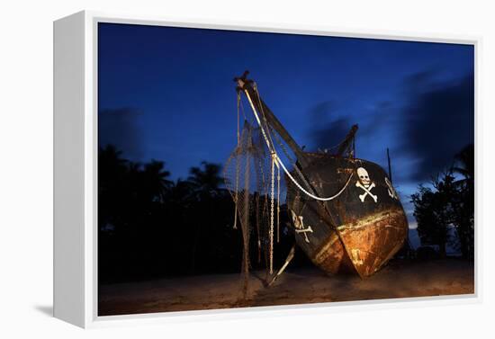 The Seychelles, La Digue, Union Estate, Old Shipyard, Pirate Ship, Evening-Catharina Lux-Framed Premier Image Canvas