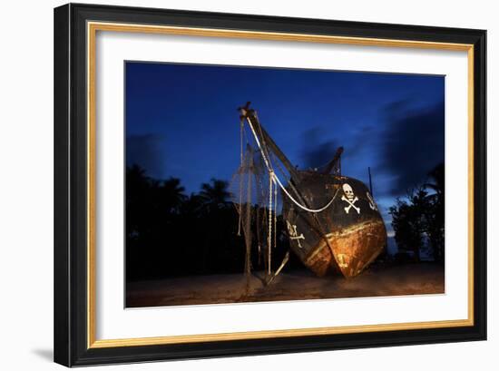 The Seychelles, La Digue, Union Estate, Old Shipyard, Pirate Ship, Evening-Catharina Lux-Framed Photographic Print
