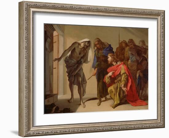 The Shade of Samuel Invoked by Saul, C. 1655-Bernardo Cavallino-Framed Giclee Print