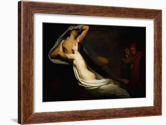 The shades of Francesca da Rimini and Paolo Malatesta appear to Dante and Virgil-Ary Scheffer-Framed Giclee Print