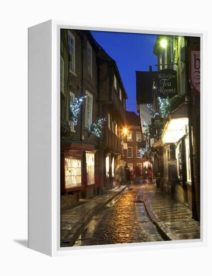 The Shambles at Christmas, York, Yorkshire, England, United Kingdom, Europe-Mark Sunderland-Framed Premier Image Canvas