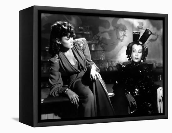 The Shanghai Gesture by Josef von Sternberg with Gene Tierney and Ona Munson, 1941 (b/w photo)-null-Framed Stretched Canvas