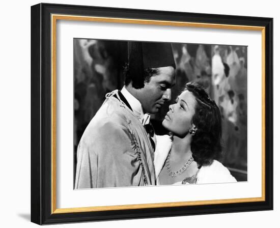 The Shanghai Gesture by Josef von Sternberg with Victor Mature and Gene Tierney, 1941 (b/w photo)-null-Framed Photo