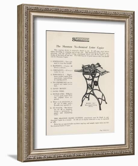 The Shannon No-Chemical Letter Copier Copies at the Fantastic Rate of Forty Letters a Minute-null-Framed Art Print