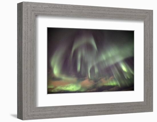 The Shapes of Green Light of the Aurora Borealis Color the Sky, Lyngen Alps, Troms, Lapland, Norway-Roberto Moiola-Framed Photographic Print