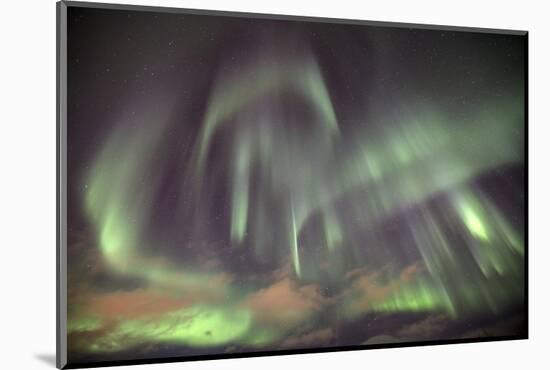 The Shapes of Green Light of the Aurora Borealis Color the Sky, Lyngen Alps, Troms, Lapland, Norway-Roberto Moiola-Mounted Photographic Print