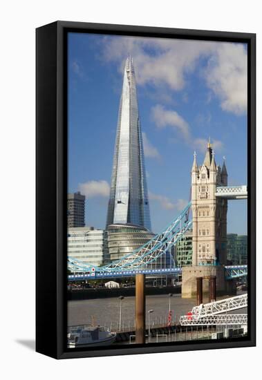 The Shard and Tower Bridge, London, England, United Kingdom, Europe-Miles Ertman-Framed Premier Image Canvas