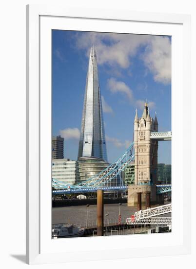 The Shard and Tower Bridge, London, England, United Kingdom, Europe-Miles Ertman-Framed Photographic Print