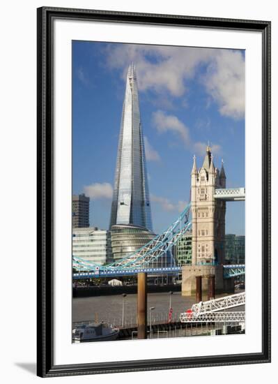 The Shard and Tower Bridge, London, England, United Kingdom, Europe-Miles Ertman-Framed Photographic Print