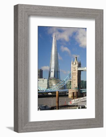 The Shard and Tower Bridge, London, England, United Kingdom, Europe-Miles Ertman-Framed Photographic Print