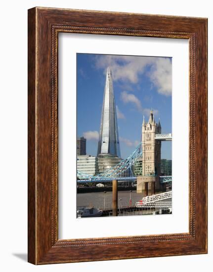 The Shard and Tower Bridge, London, England, United Kingdom, Europe-Miles Ertman-Framed Photographic Print