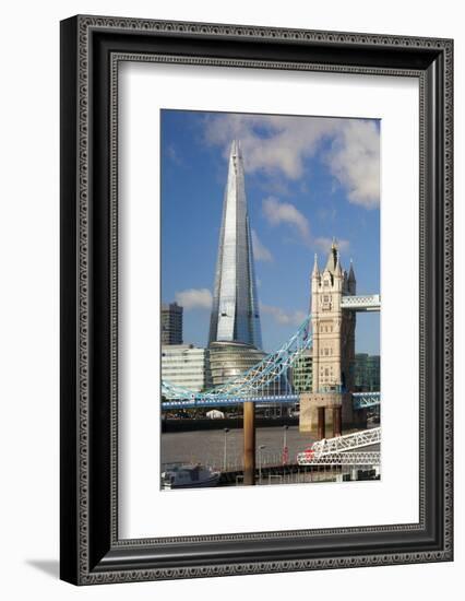 The Shard and Tower Bridge, London, England, United Kingdom, Europe-Miles Ertman-Framed Photographic Print