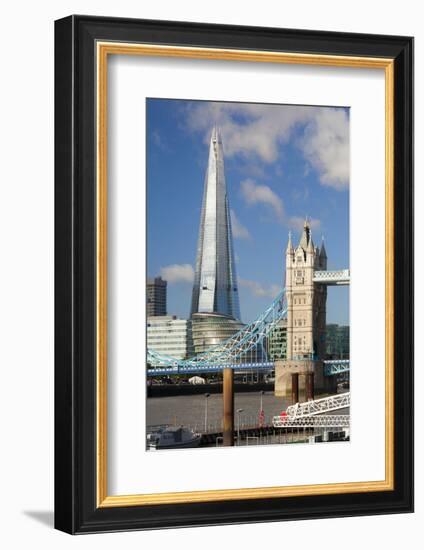 The Shard and Tower Bridge, London, England, United Kingdom, Europe-Miles Ertman-Framed Photographic Print