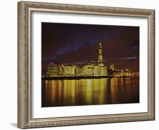 The Shard, City Hall, More London Place, Southwark Crown Court and Hms Belfast at Night, London, En-Mark Chivers-Framed Photographic Print